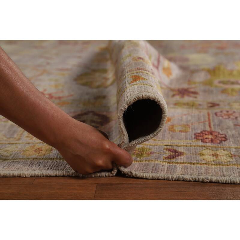 Hand Knotted Oriental 100% Wool Carpet Transitional All-Over Purples Oushak Area Rug - 9' 6'' X 8' 3''