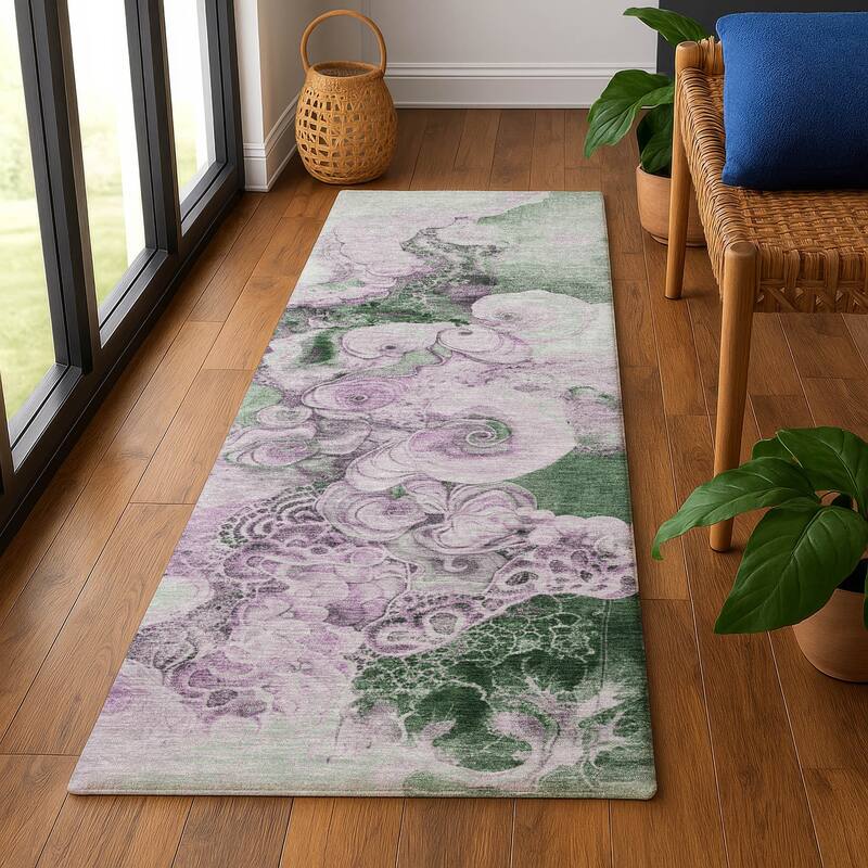 Premium Washable Super Soft Abstract Chic Mayfield Rug - Sage - 2'3" x 7'6"