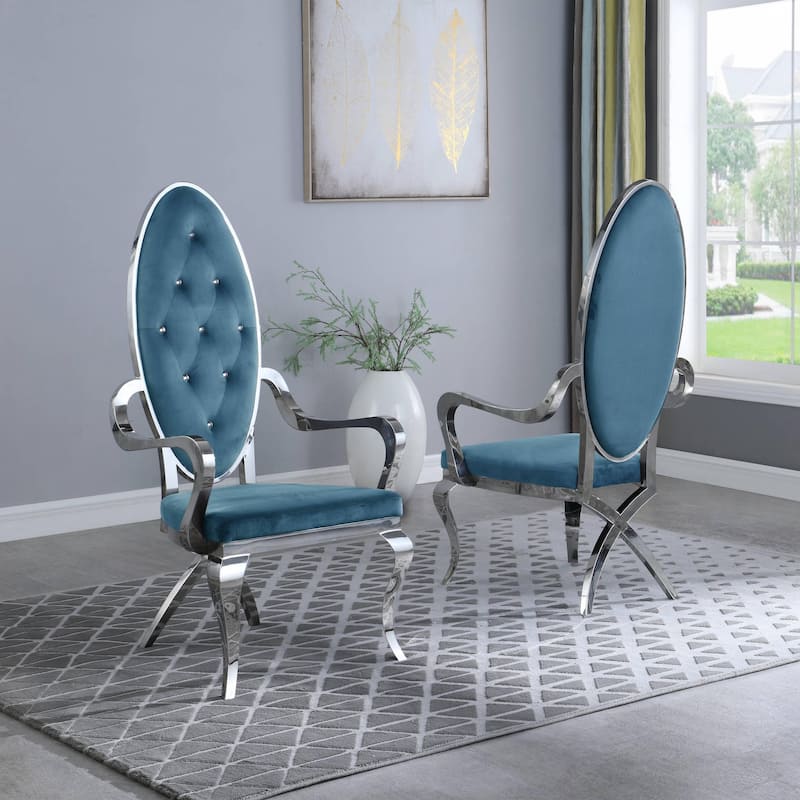 Best Quality Furniture Faux Crystal Arm Chairs - Teal