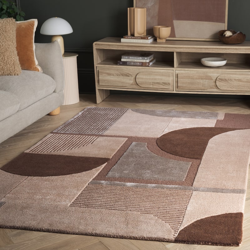 SAFAVIEH Handmade Fifth Avenue Threasa Mid-Century Modern Viscose Rug - Brown/Beige - 4' x 6'