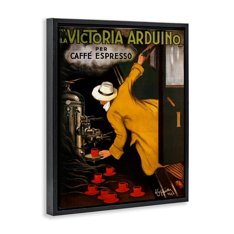 Stupell Vintage Espresso Advertisement Framed Floater Canvas Wall Art Design By Marcus Jules