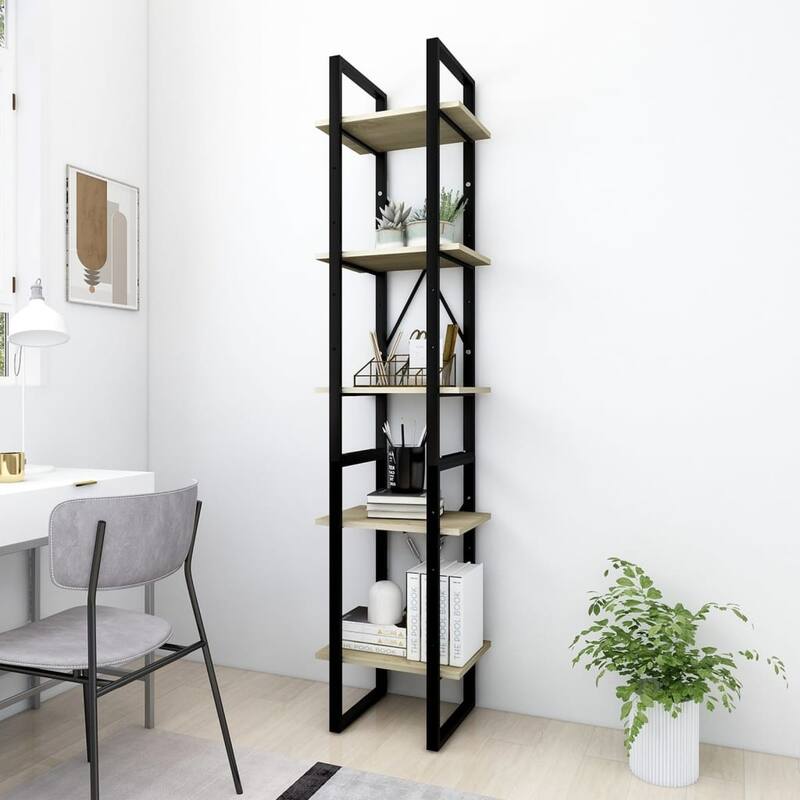 vidaXL 5-Tier Book Cabinet Sonoma Oak 15.7"x11.8"x68.9" Engineered Wood - 15.7" x 11.8" x 69.9"