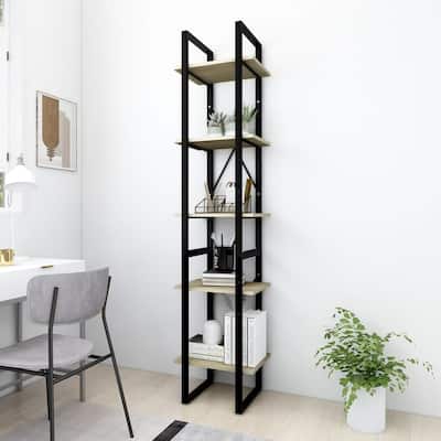 vidaXL 5-Tier Book Cabinet Sonoma Oak 15.7"x11.8"x68.9" Engineered Wood - 15.7" x 11.8" x 69.9"