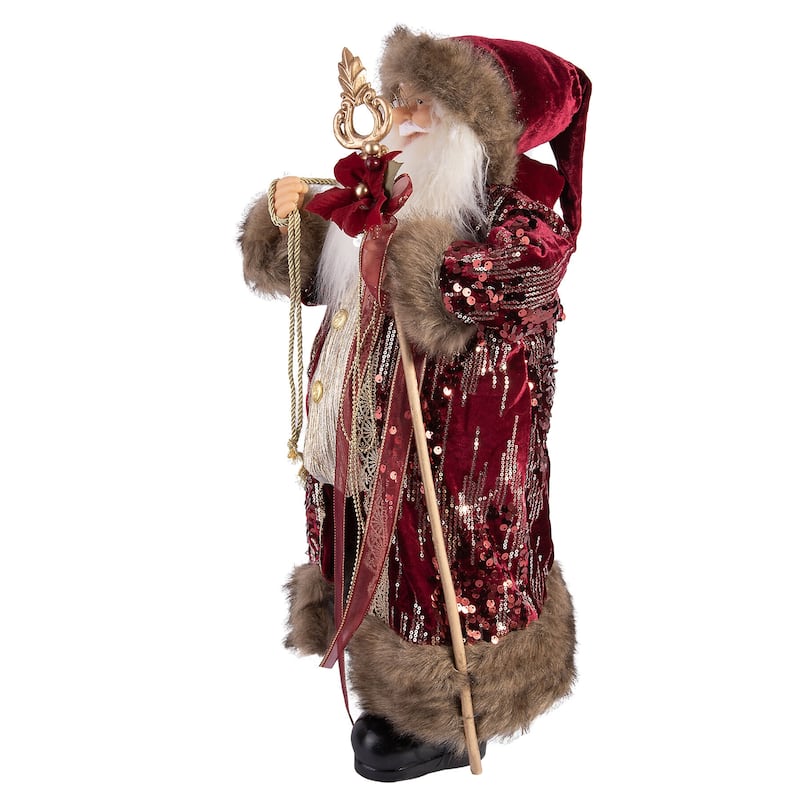 Santa Claus Collectible Doll / Christmas Figurine - red / gold - Bed ...