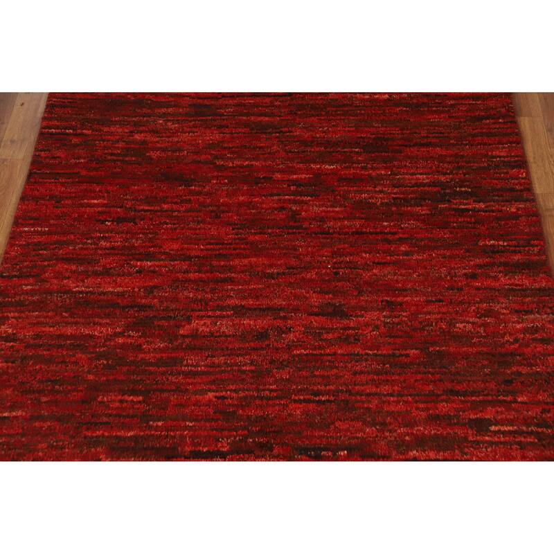 Red Moroccan Oriental Rug Handmade Wool Carpet - 5'2" x 6'7"