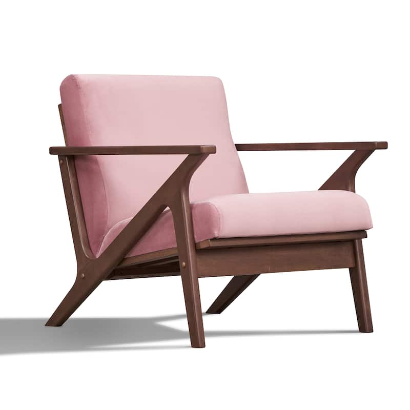 Omax Decor Zola Lounge Chair - Blush Velvet/Walnut