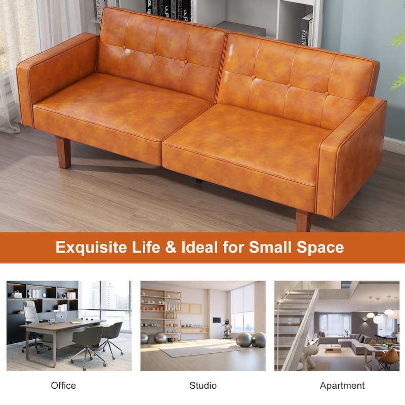 68 in. Twin Size Convertible Sofa Bed Couch w/ Tufted Adjustable Backrest, 5 Colors Optional - 22.44"D x 68.11"W x 28.74"H