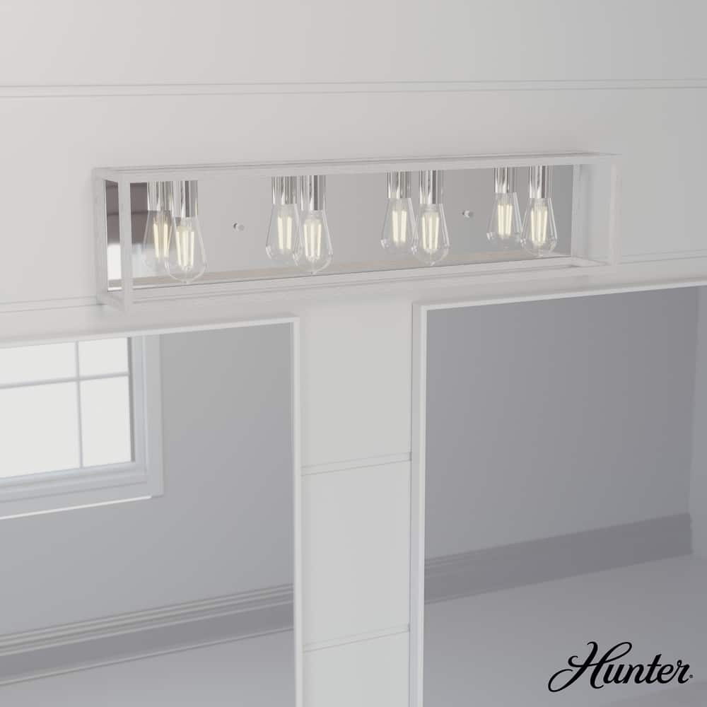 Hunter Squire Manor 4-Light Vanity Wall Light - Modern Farmhouse, Transitional - Damp Rated!