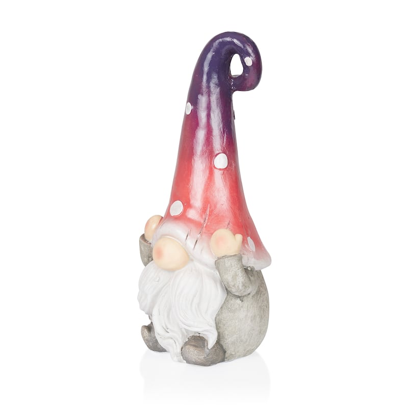 Gnome Covering Ears with Purple Ombre Hat