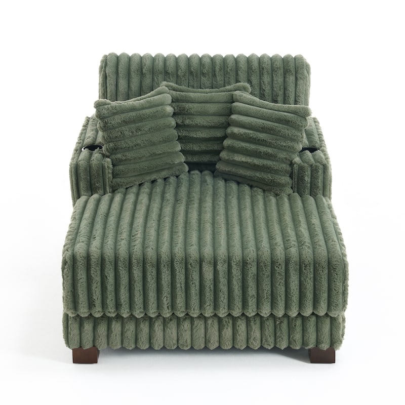 Modern Upgraded Plush Fabric Sofa Chaise Lounge with Pillows