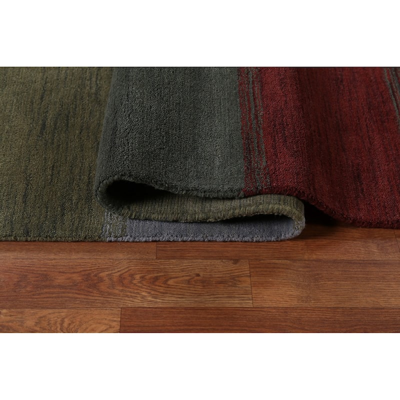 Decorative Contemporary Gabbeh Oriental Rug Hand-Knotted Wool Carpet - 9'8" x 9'10" Square