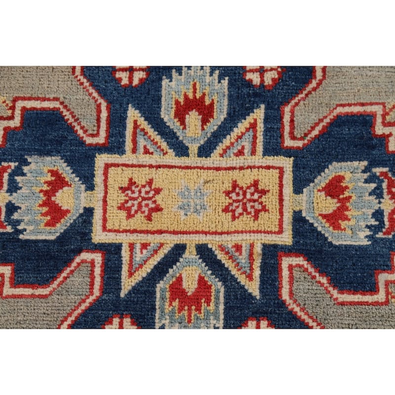 Geometric Kazak Area Rug Handmade Oriental Wool Carpet - 6'7" x 9'9"