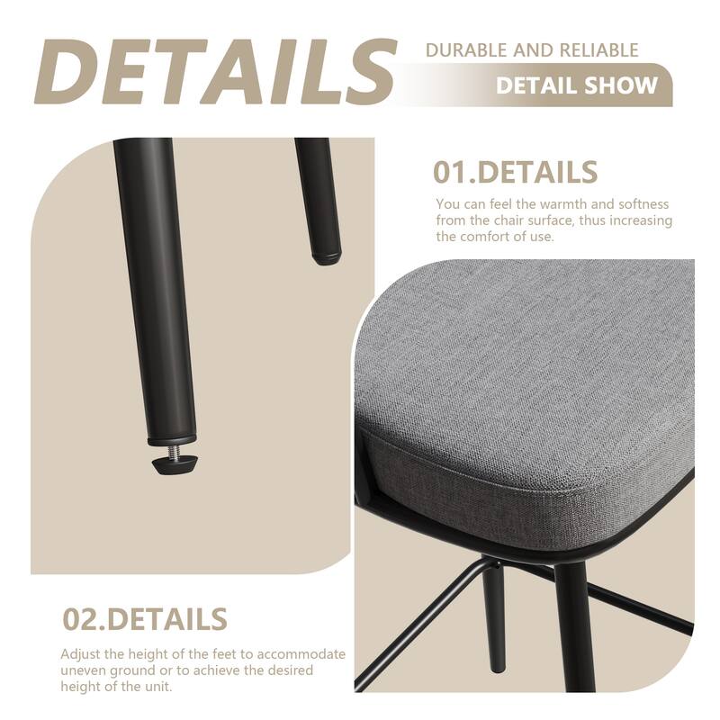 Swivel Bar Stools Set of 2, Upholstered Kitchen Island Chair with Woven Back, Counter Height Chair with Footrest