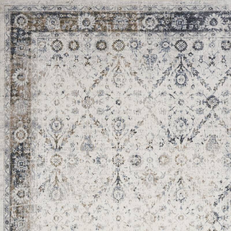 Mibiy Power Loomed Distressed Floral Low Pile Area Rug By HomeRoots