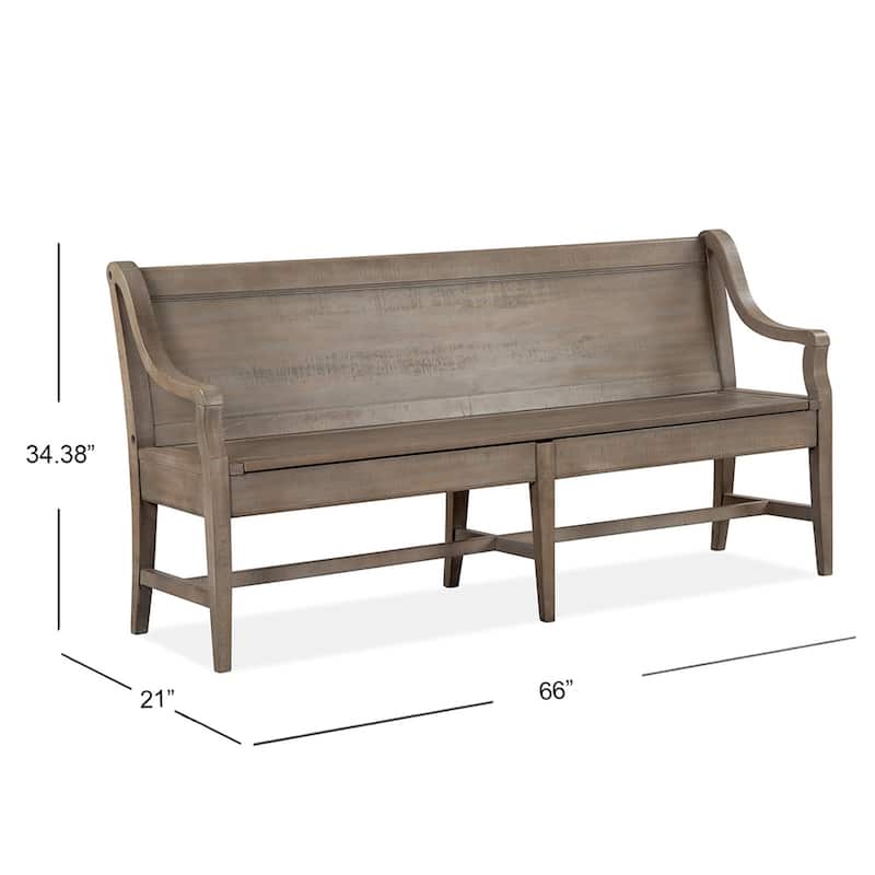 Magnussen Home Paxton Place Dovetail Grey Bench - 66''W x 21''D x 34.38''H