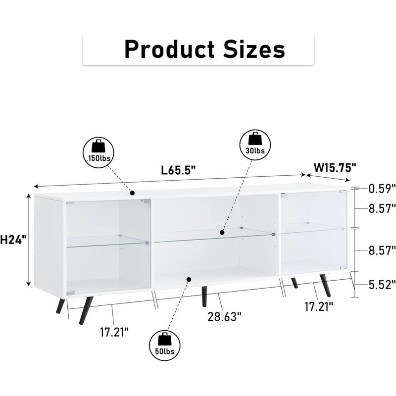 Modern TV Stand for TVs up to 75 Inch with LED Lights