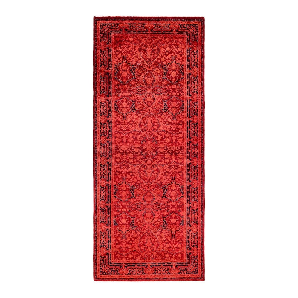 Contemporary Overdyed Wool Hand Knotted Runner - 3' 1" x 7' 7"