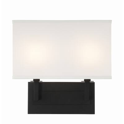 Durham 2 Light Black Forged Sconce - 12.75"W x 12.25"H x 3.75"D