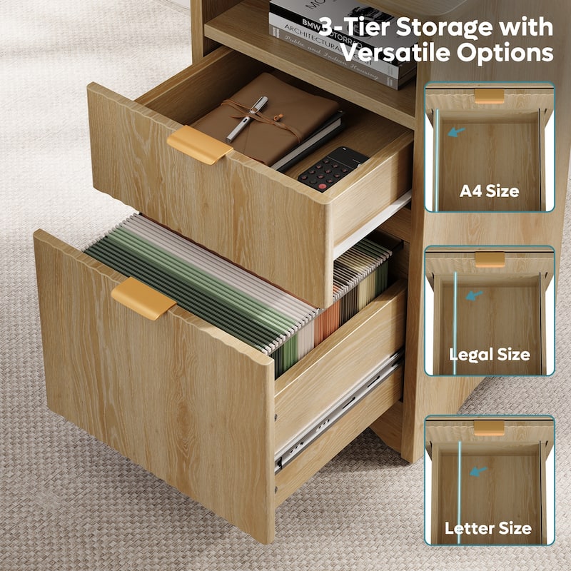 Bestier 56"W Modern L-Shaped Corner Computer Desk With Filing Drawer