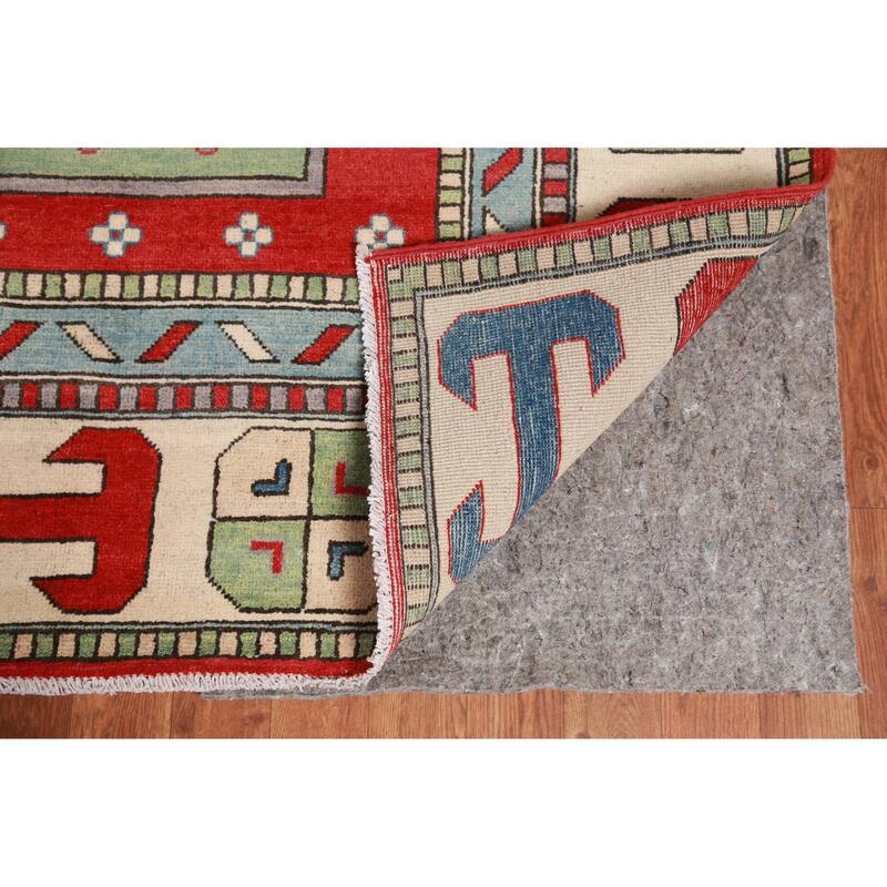 Hand Knotted Oriental 100% Wool Carpet Traditional Geometric Multi-Colored Kazak Area Rug - 11' 5'' X 8' 6''