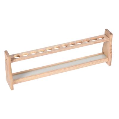 Wooden Test Tube Holder Rack 12 Wells for 25ml Centrifuge Tubes - Wood color - 390mm x 63mm x 130mm