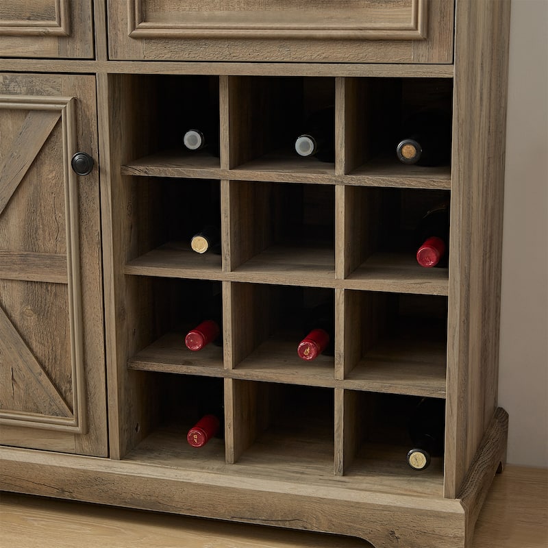 Wine Bar Cabinet with Removable Wine Racks Storage Shelves