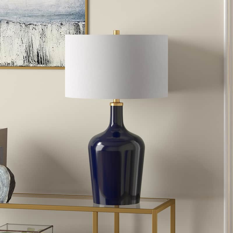 Sebago 25" Tall Table Lamp with Fabric Shade - 15" Wide - Navy Blue