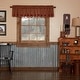 preview thumbnail 10 of 9, Primitive Kitchen Curtains VHC Star Valance Rod Pocket Cotton Star Appliqued Burgundy/Dark Tan - 16x72