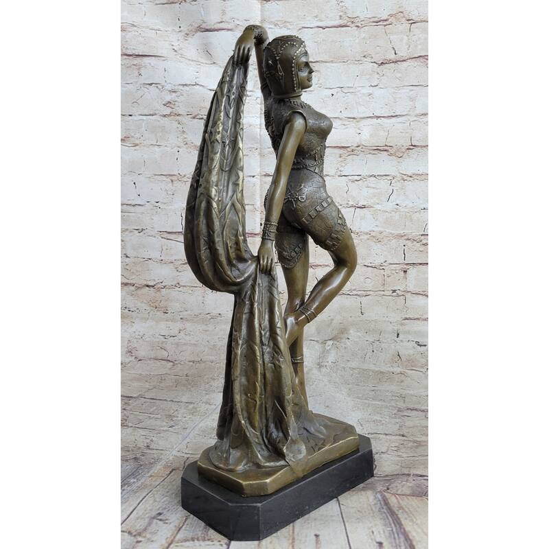 Bronze Marble Statue Dancer Vintage Theatre Signed Chiparus Drama Opera Sculpture