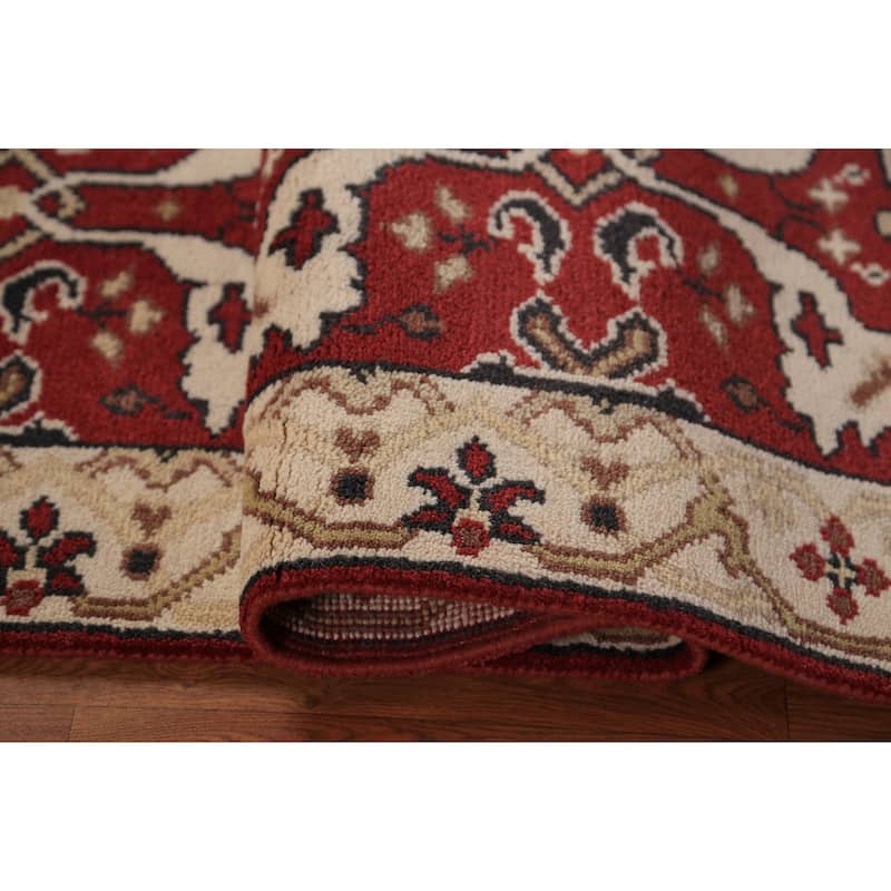 Red Oushak Indian Runner Rug Handmade Wool Carpet - 2'6"x 7'10"