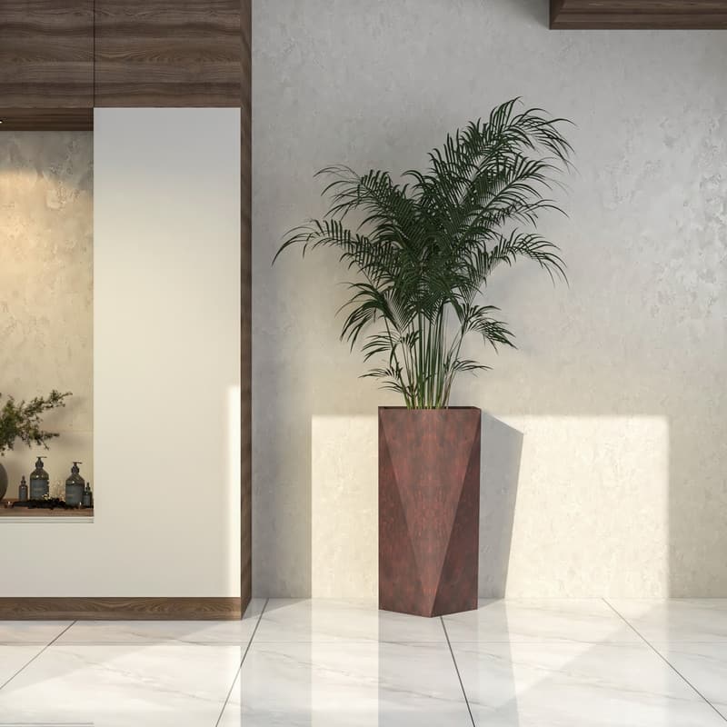 Aloe Fiberstone & MGO Clay Tapered Square Tall Planter Plant Pot, Indoor/Outdoor with Drainage Holes for Yard Porch Decor