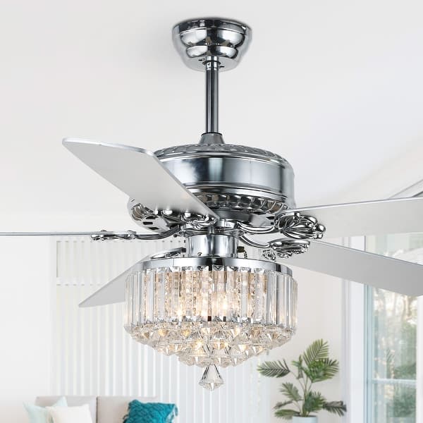 slide 2 of 63, Bella Depot 52" Modern Reversible Crystal Ceiling Fan with Remote Control and Light Kit