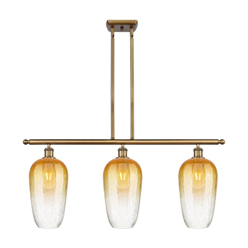 Innovations Lighting Endless Possibilities Ballston - Brookhaven Flute - 3 Light 36" Stem Hung Island Light - Brushed Brass/Amber