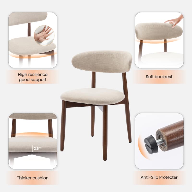Modern Fabric Upholstered Kitchen Side Chairs, Farmhouse Dining Room Chair with Foot Pegs