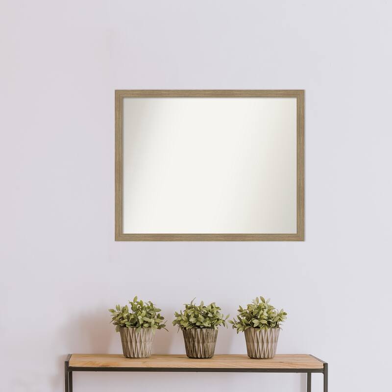 Woodgrain Stripe Non-Beveled Wood Framed Wall Mirror