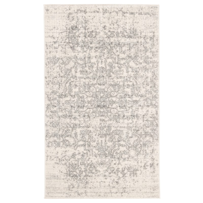 SAFAVIEH Madison Delois Medallion Rustic Farmhouse Distressed Rug - 2'3" x 4' - Silver/Ivory