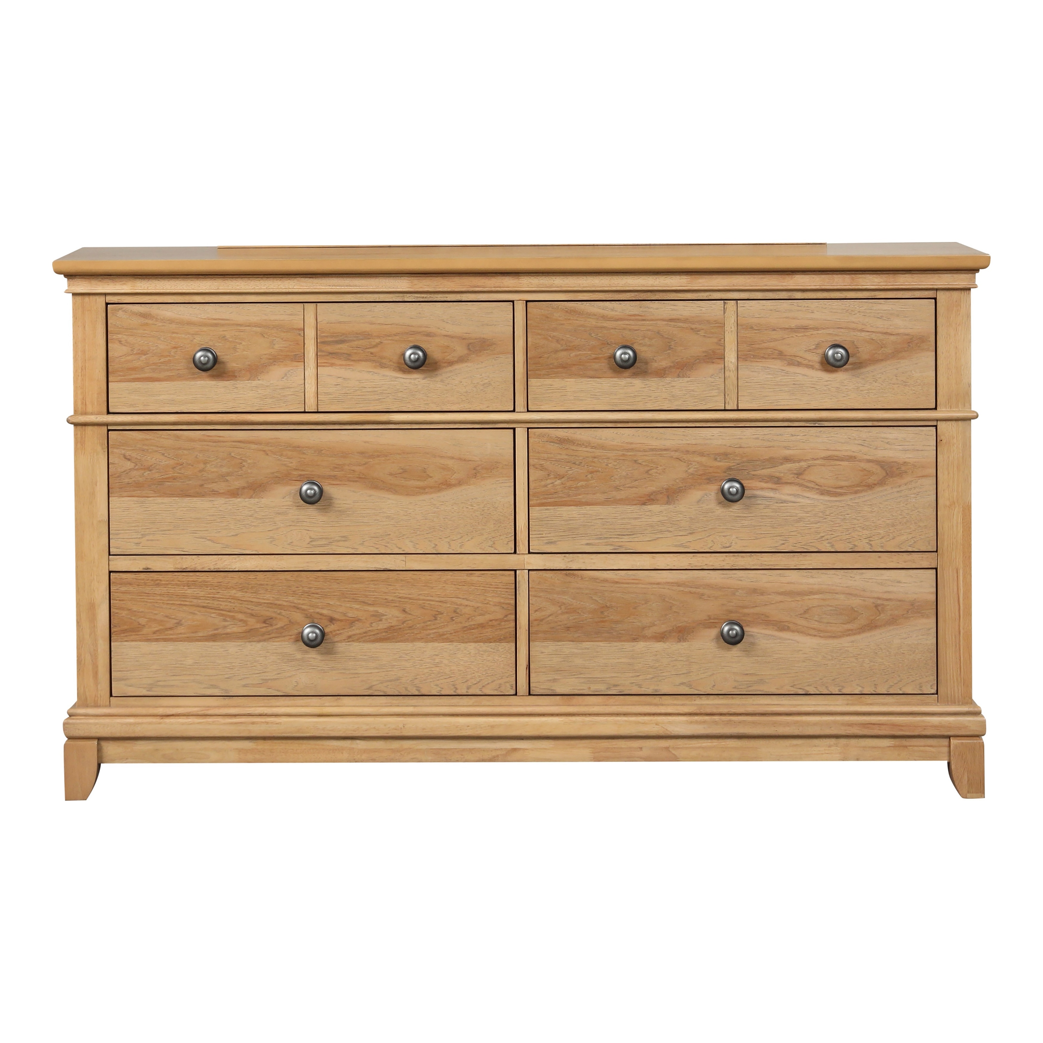 Furniture of America Wellington Farmhouse Natural Oak Wood 6-Drawer Dresser