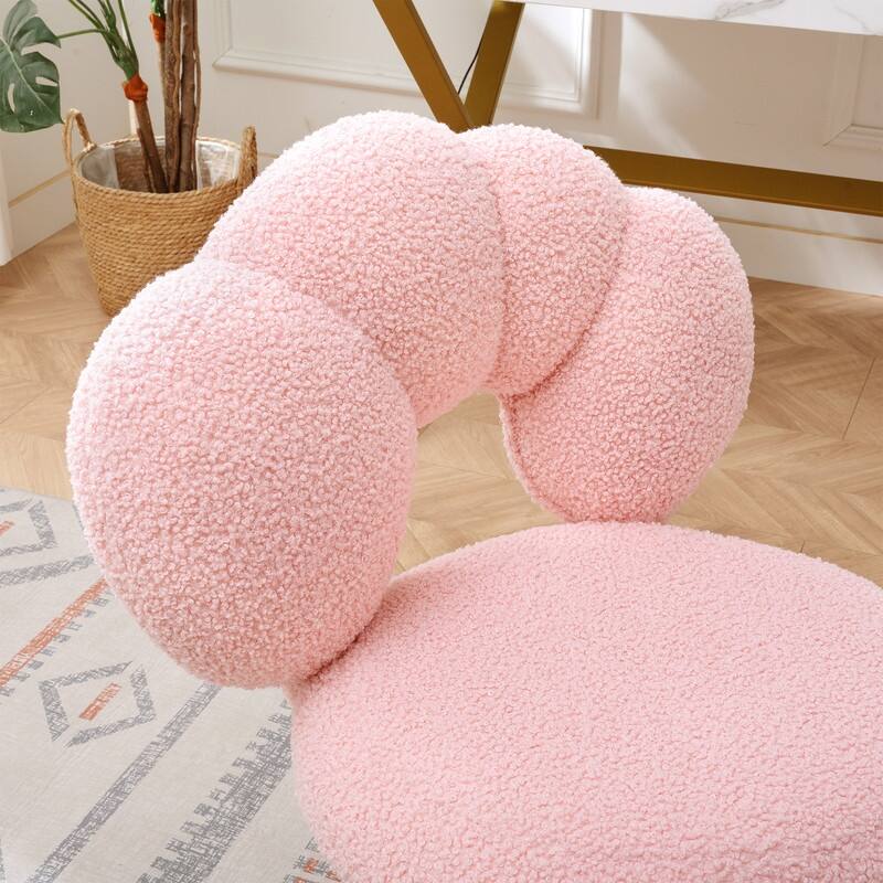 Modern Style Teddy Fabric Home Office Chair with Adjustable Height and 360°Swivel