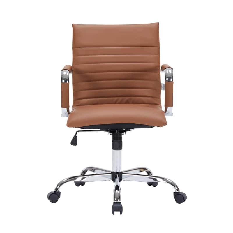 Harris Ergonomic Mid-Back Leather Office Chair with Metal Frame, Adjustable Height, Tilt Lock, and Swivel for Home Office