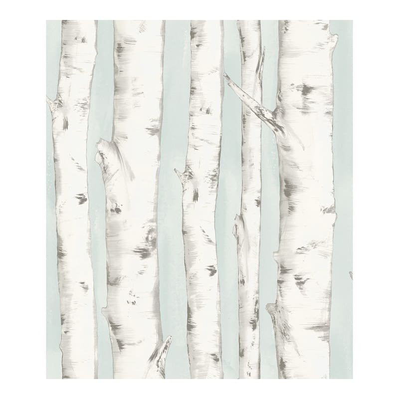 Chesapeake Pioneer Light Blue Birch Tree Wallpaper - 20.5 x 396 x 0.025