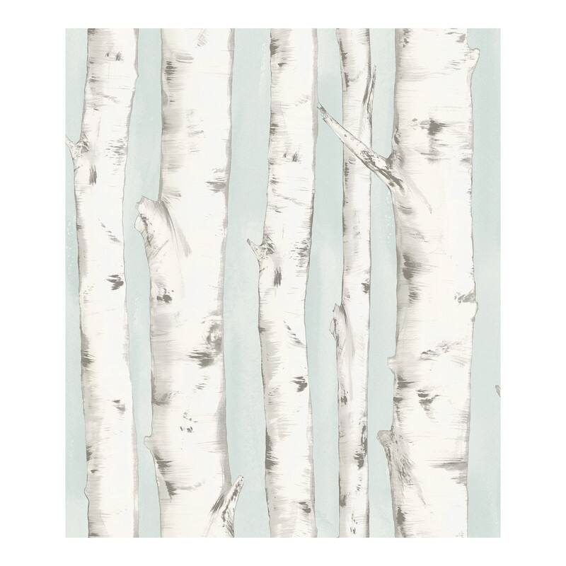 Chesapeake Pioneer Light Blue Birch Tree Wallpaper - 20.5 x 396 x 0.025