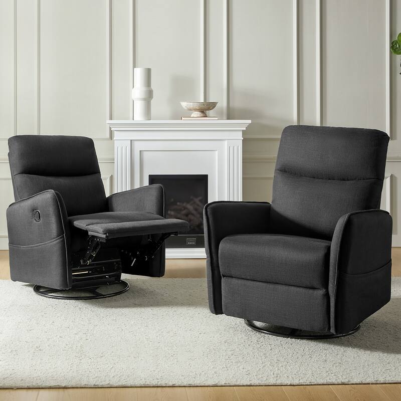 Curtis Rocker Swivel Recliner with Two Side Pockets Set of 2 by HULALA HOME