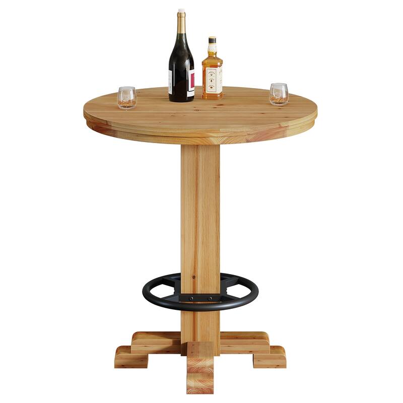 Solid Wood Bar Table, Round Bistro Pub Table, Pub Bistro Living Room Home Bar Unit