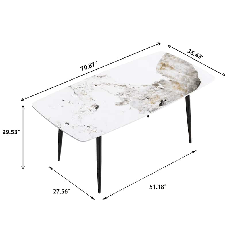 71'' Modern Artificial Marble Dining Table with Carbon Steel Base