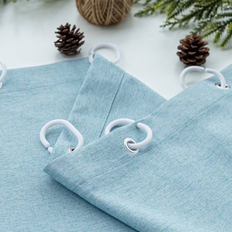 Linen Texture Shower Curtain with 12 Plastic Hooks Included