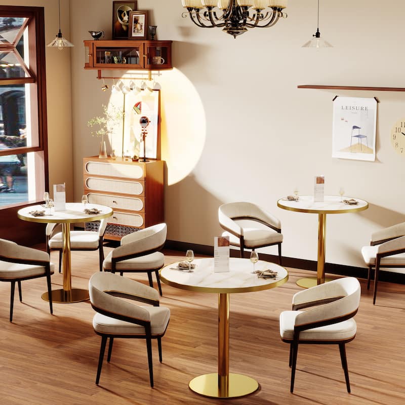 Square Modern Dinning Table 31.5 inches Bistro Table Tulip Table with Faux Marble top, Sturdy Metal Frame Diameter