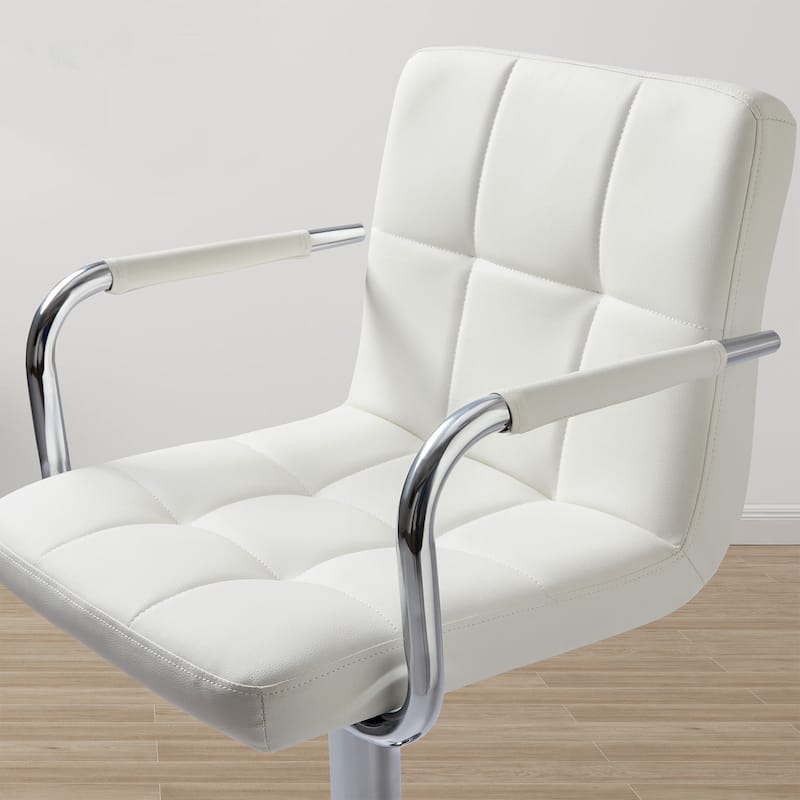 Adjustable Height Bar Stools Set of 2, Modern Square Tufted Upholstered Bar Chairs with Footrest.