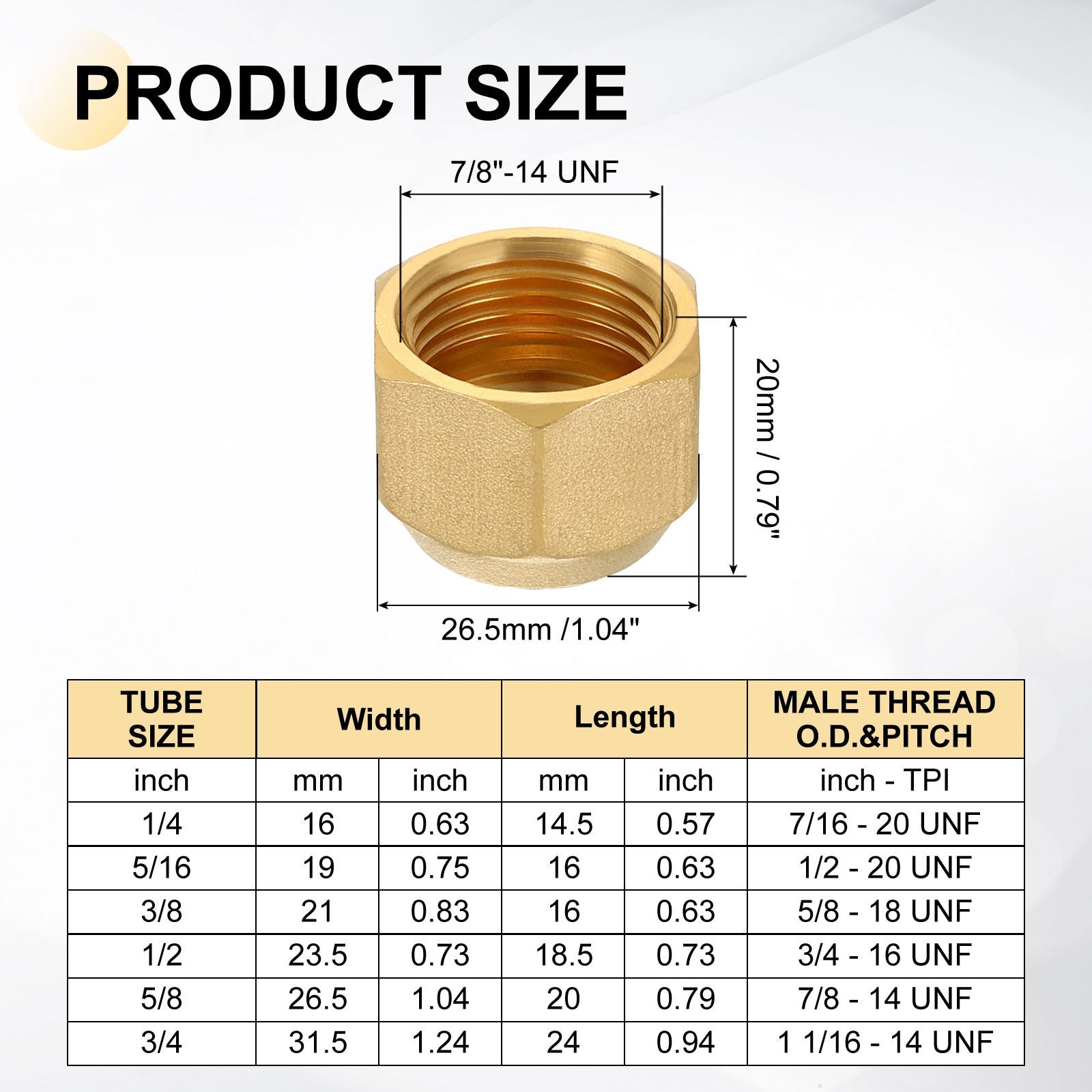 Brass Flare Cap, Female Thread Pipe Fitting - Brass Tone