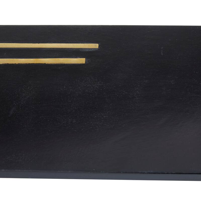 Black Marble Living Room Decor Tray with Gold Handles (Set of 2) - 22 x 8 x 3