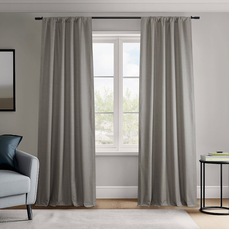 Exclusive Fabrics Vienna Basic Solid Linen Curtains (2 Panel) Blackout Curtains For Bedroom & Living Room Curtains - 50 X 108 - Light Steel Grey
